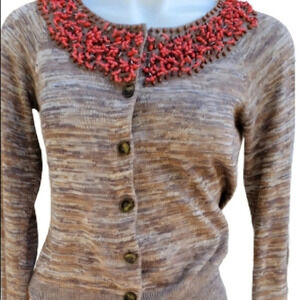 Moth Anthropologie Autumn tines beaded cardigan S/P